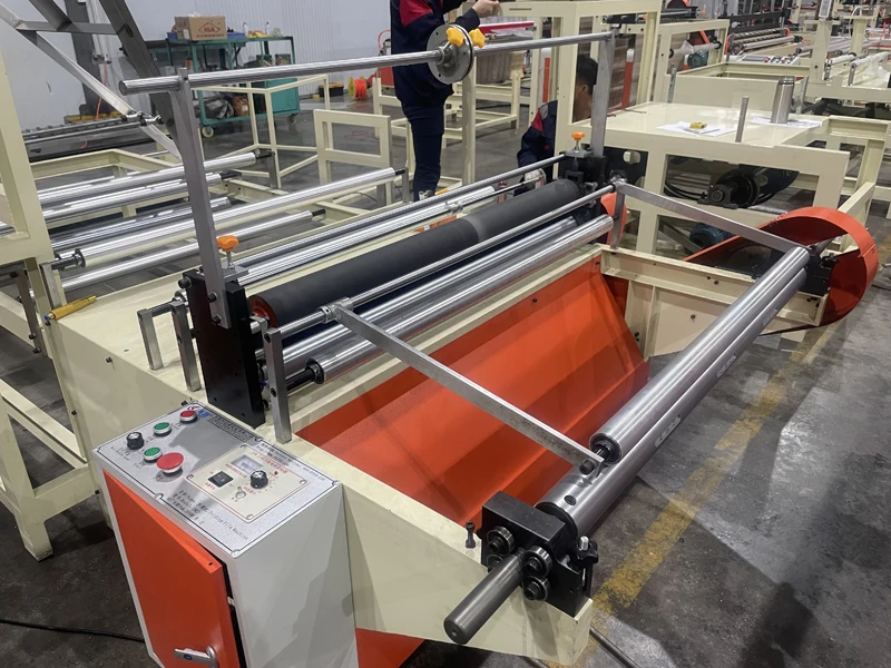 High speed HDPE LDPE plastic film folding and rewinding machine for bag roll side sealing bag