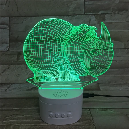 
Portable Wireless Speaker Rhinoceros Baby Night Light Creative Small Led Table Lamp 3D Gradient Led Lighting For Bedroom Decor 
