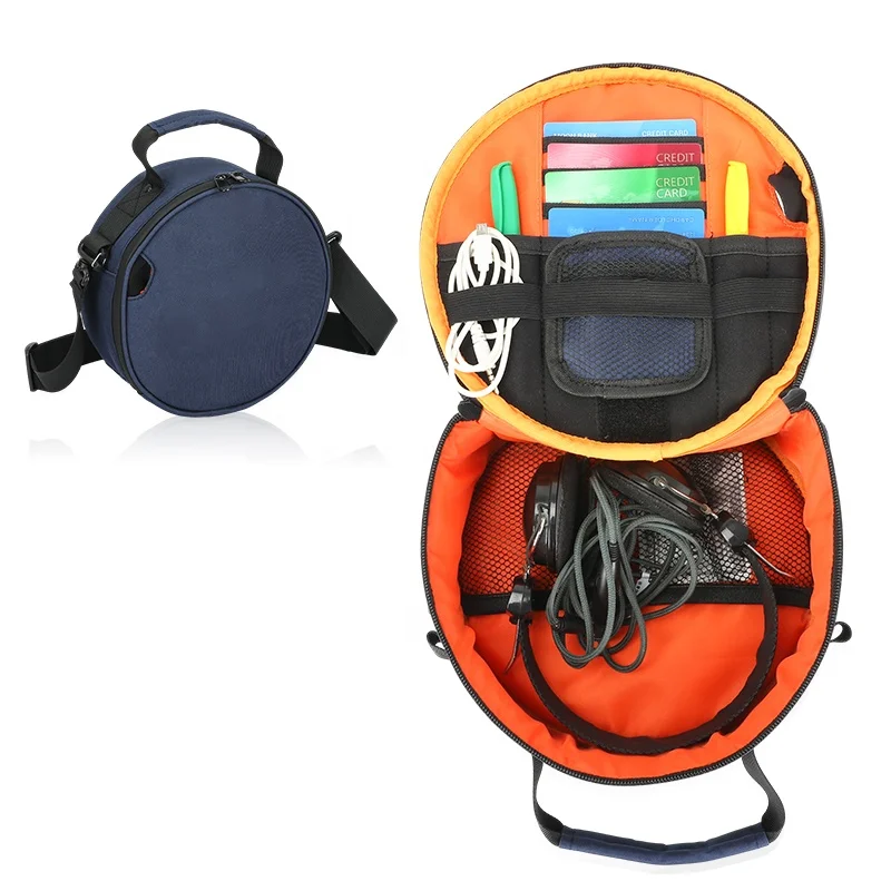 Custom Portable Waterproof Round Headphones Storage Bag Headphone Travel Case for Wired & Wireless Headsets