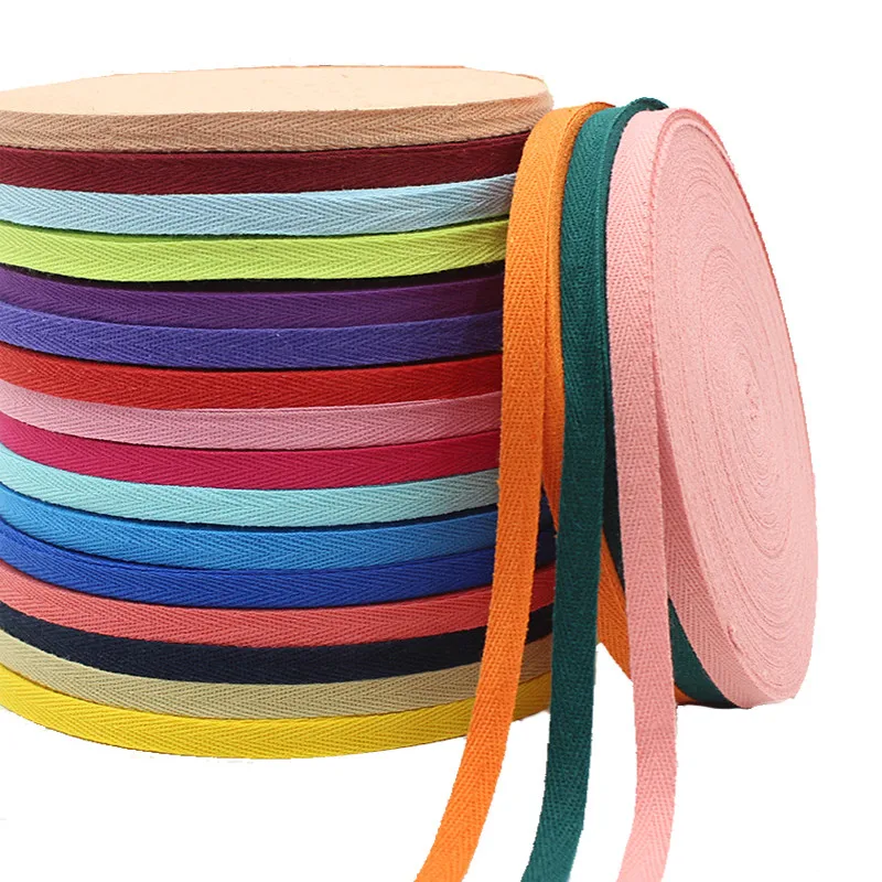 
Herringbone Tape Woven Ribbon Sewing Overlock Cloth Strap Belt DIY Accessories Ribbons 100% Cotton 1 Cm Multi Color Grosgrain 