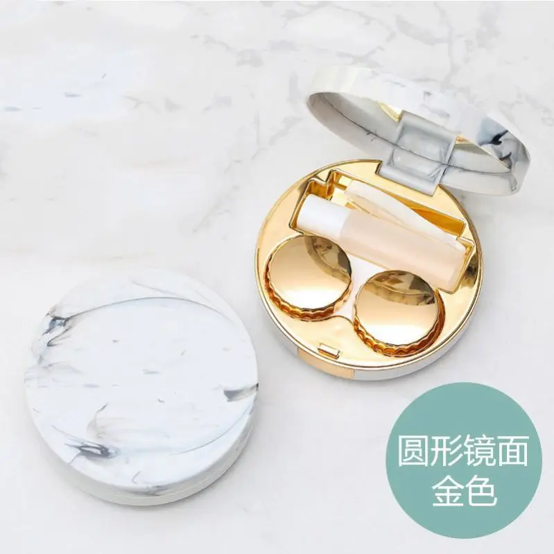 Hot Cute Marble Stripe Contact Lens Case Travel Glasses Lenses Box For Unisex Eyes Care Kit Holder Container Support Gift  0083-