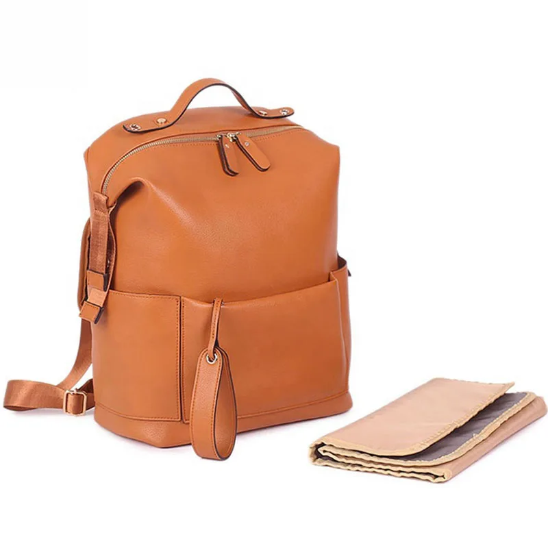 Diaper Bag Leather Backpacks with changing mat Travel Backpack Baby Bag Waterproof Insulated Large Nappy Bags