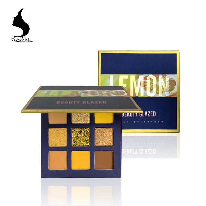 Beauty Glazed 9 Colors Blue Yellow Shimmer Party Romantic Color Eye Makeup Orange Color Piggment Eyeshadow
