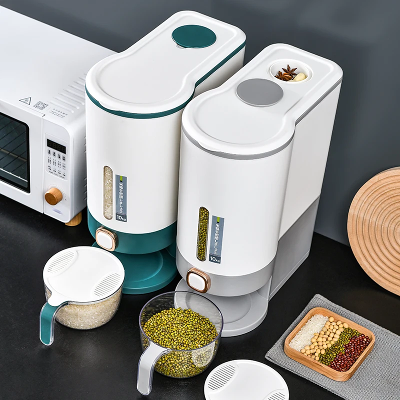 New Kitchen Products Automatic Moisture-proof Insect-proof Dry Food Dispenser Sealed Rice Bucket Cereals Grain Containers