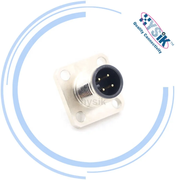 M12 4 position plug bulkhead connector male female flange connector for automation