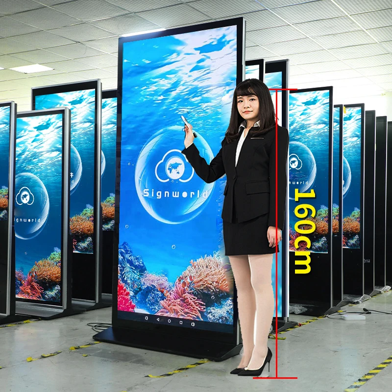 Hot Sale LCD 55 inch Totem Kiosk Touch Screen Indoor Outdoor Advertising CMS software Led Display Digital Signage and Displays