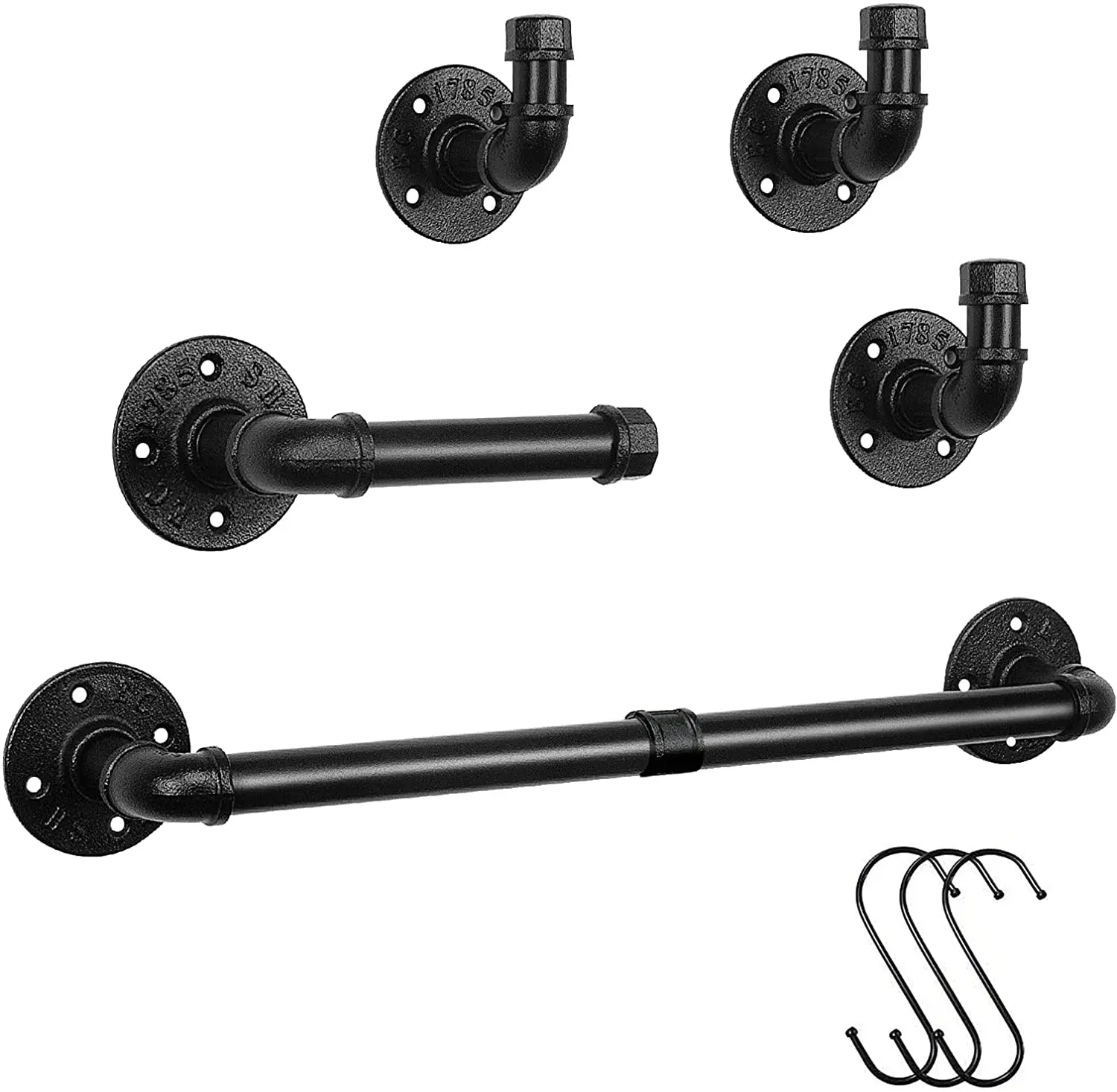 Modern hotel 5-piece set matte black bathroom accessories set wrought iron plumbing toilet washroom accessories bathroom accesso
