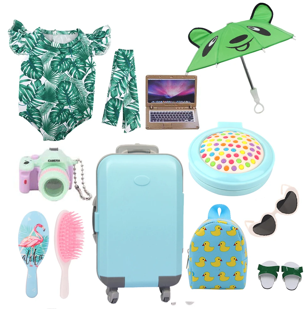 Dolltalk Brand Amazon Hot Sell Doll Travel Set With Doll Clothes Suitcase Accessories Toy Sets