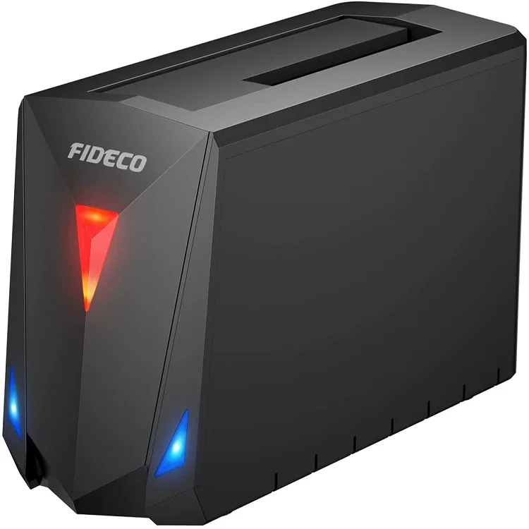 FIDECO Single Bay 2.5 3.5 Sata Usb 3.2 Gen1 5gbps Hdd Ssd Cloner Hard Disk Docking Usb 3.2 Sata Hard Drive Docking Station Black