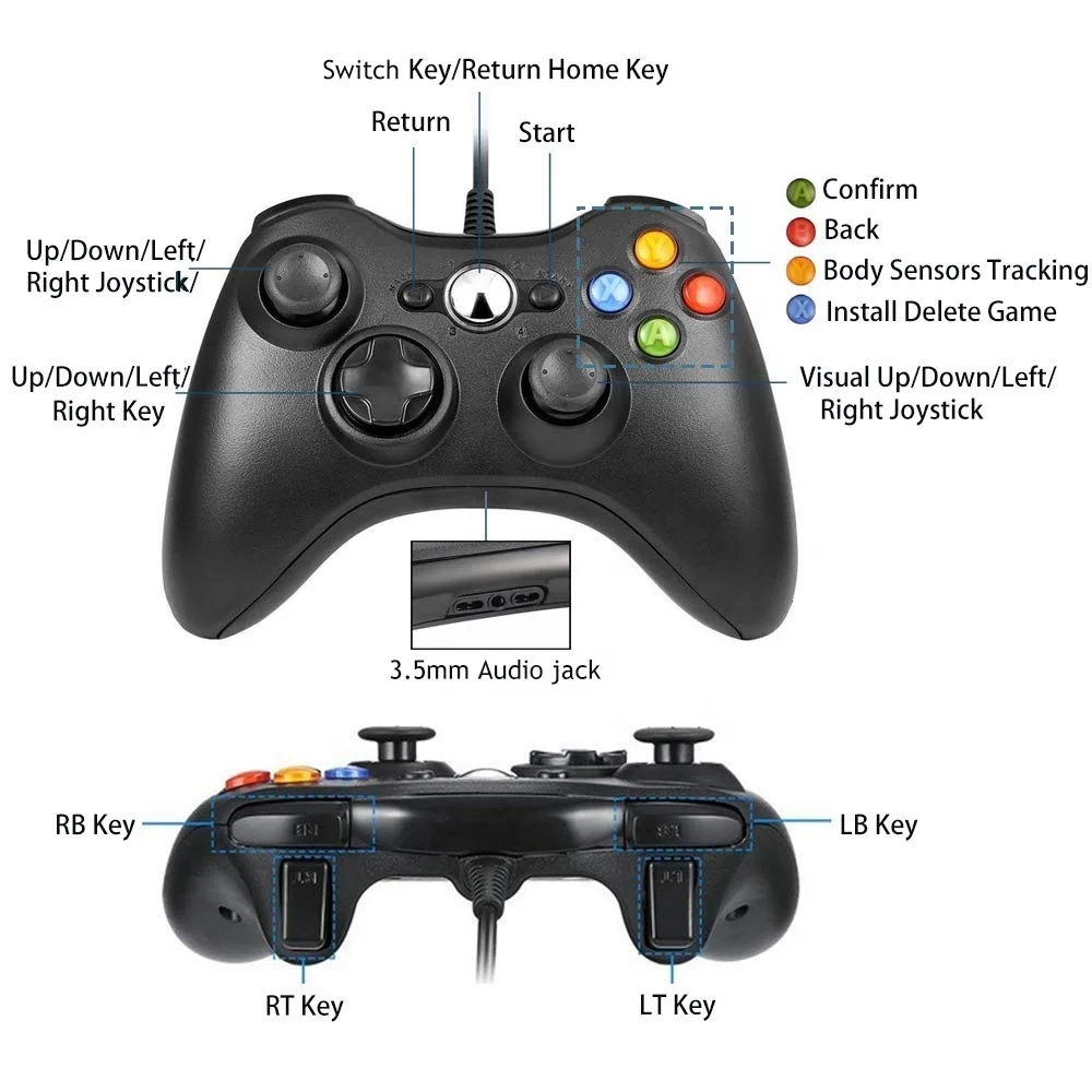 Usb Wired Gamepad For Microsoft Xboxes 360 Controller Wired Joystick Joy Pad Usb Game Pad Controller For Xboxes 360 Console / PC