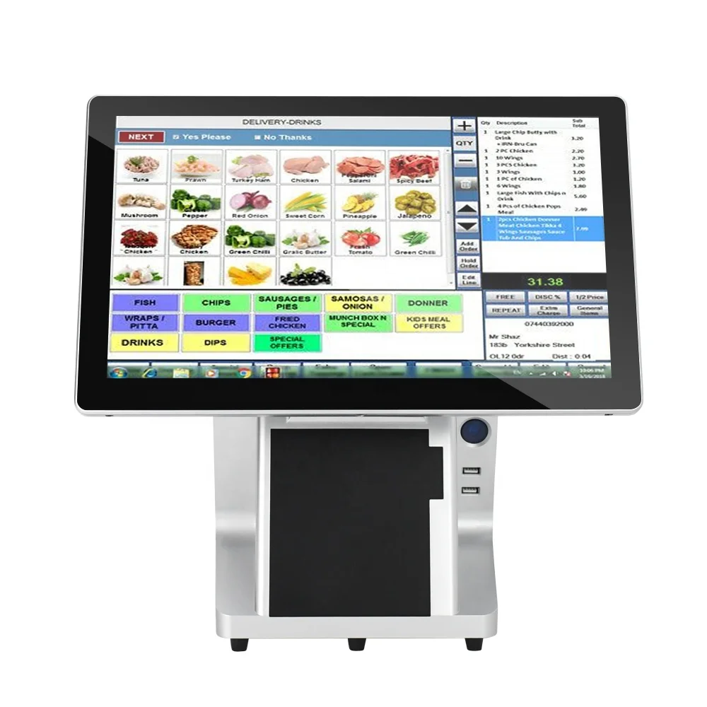 High Quality Touch Screen Pos Terminal With Wifi 15.6inch Smart Pos System With 15.6 Customer Display (card Reader Msr Optional)