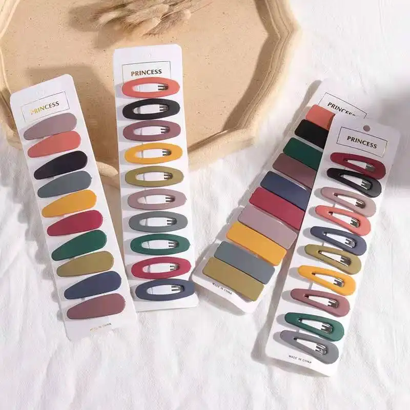 10pcs/Card Simple Candy Color Hairclip Sweet Side Bangs Matte BB Hair Clip Set For Kids