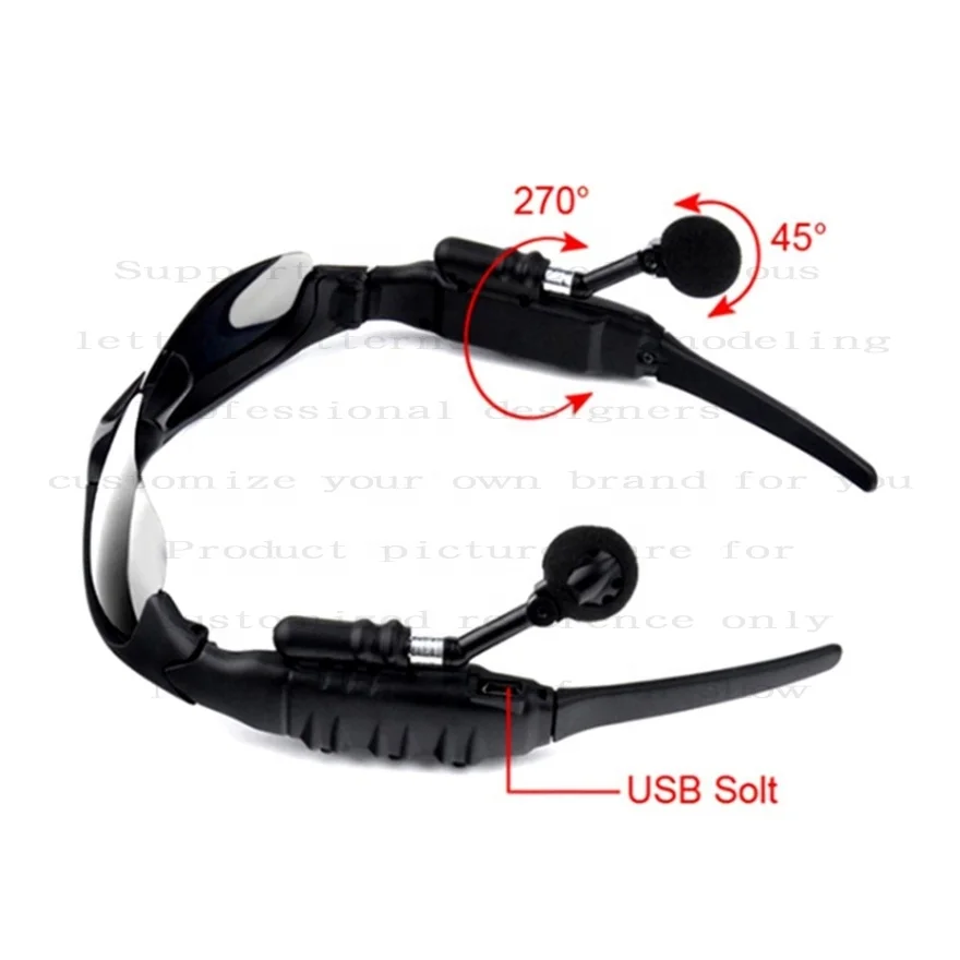 NEW Custom Hot sale Smart portable Wireless microphone sports cycling sunglasses riding earphone