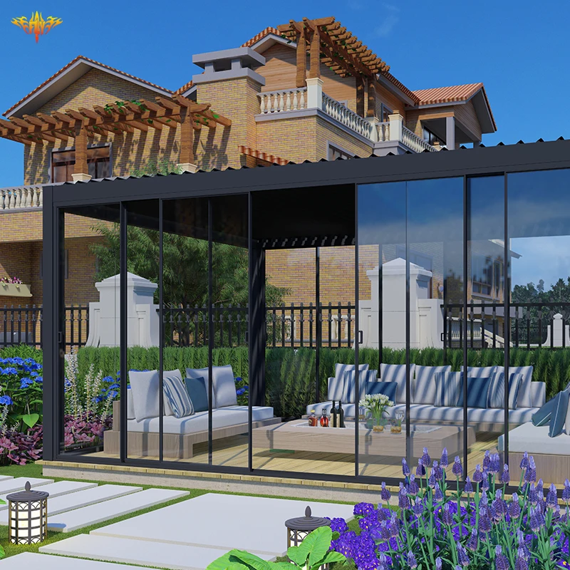 Outdoor Factory Supplying Modern New Design Aluminium Awning Gazebos Pergola with led light custom aluminium pergola