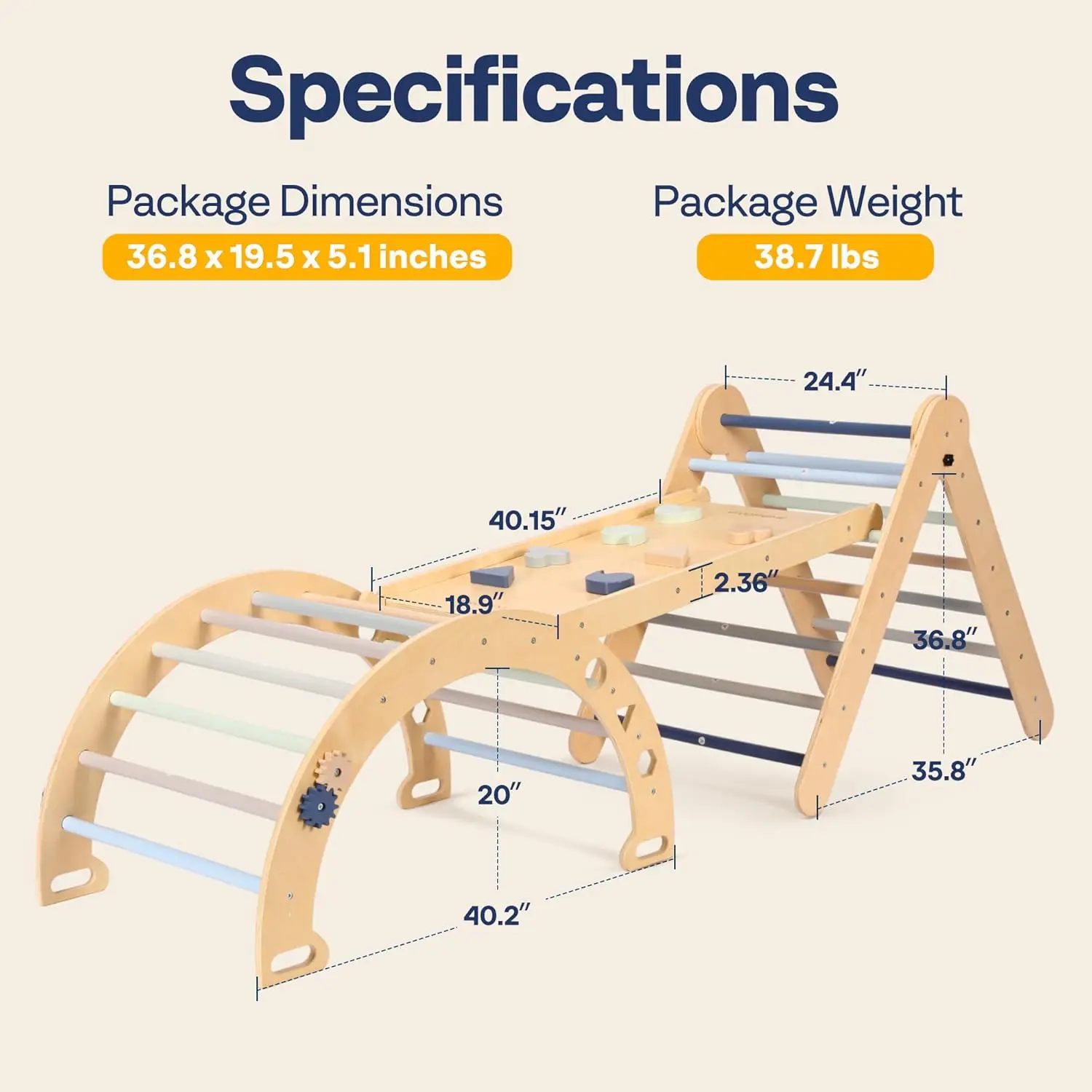 Kids Indoor Wooden Jungle Play Gym Playground Montessori Triangle Climbing Frame For Children