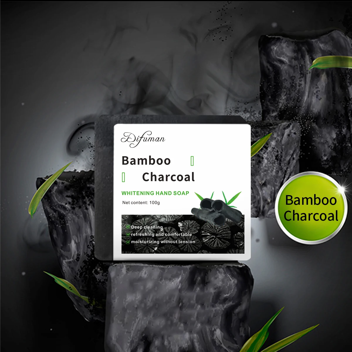 Hot Selling Private Label Bamboo Charcoal Whitening Hand Soap Natural Soap Handmade for Skin Rejuvenation Lightening Feature