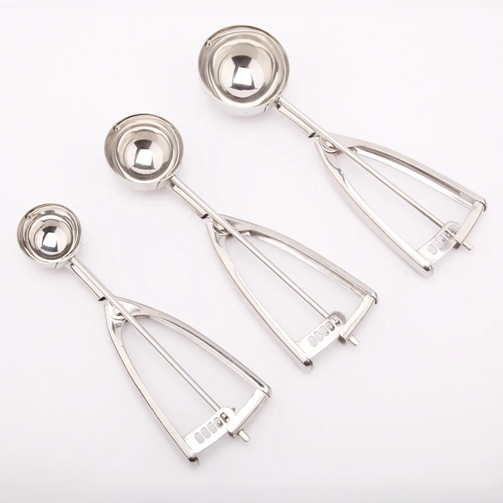 Food safe 18/8 Stainless Steel Dough Scooper 3Pcs Cookie Scoop Set Cupcake Scoop Melon Baller for ice cream Mash ball spoon