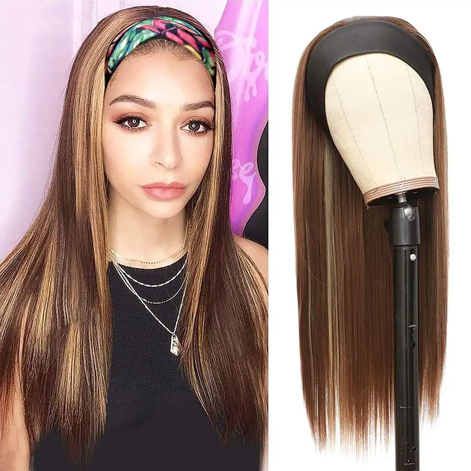 G&T Wig Wholesale Headband Wigs for Black Women Honey Blonde Straight Hair Heat Resistant Synthetic Fiber for Daily Party Use