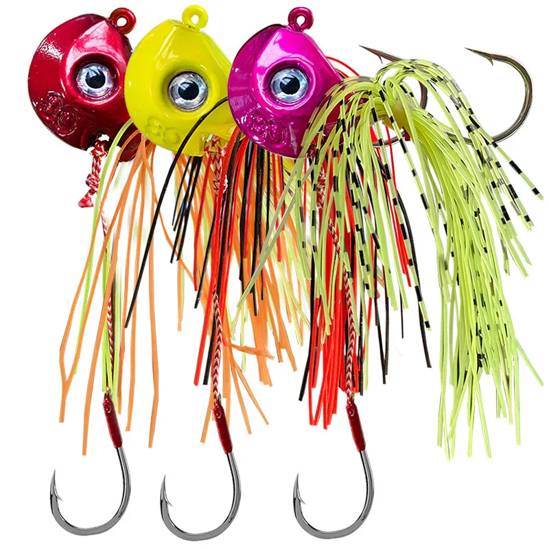 Kabura lure 40g 60g 80g 100g Pesca Slider Snapper Sea bream Jig head with skirt lead jig  hook jigging lure