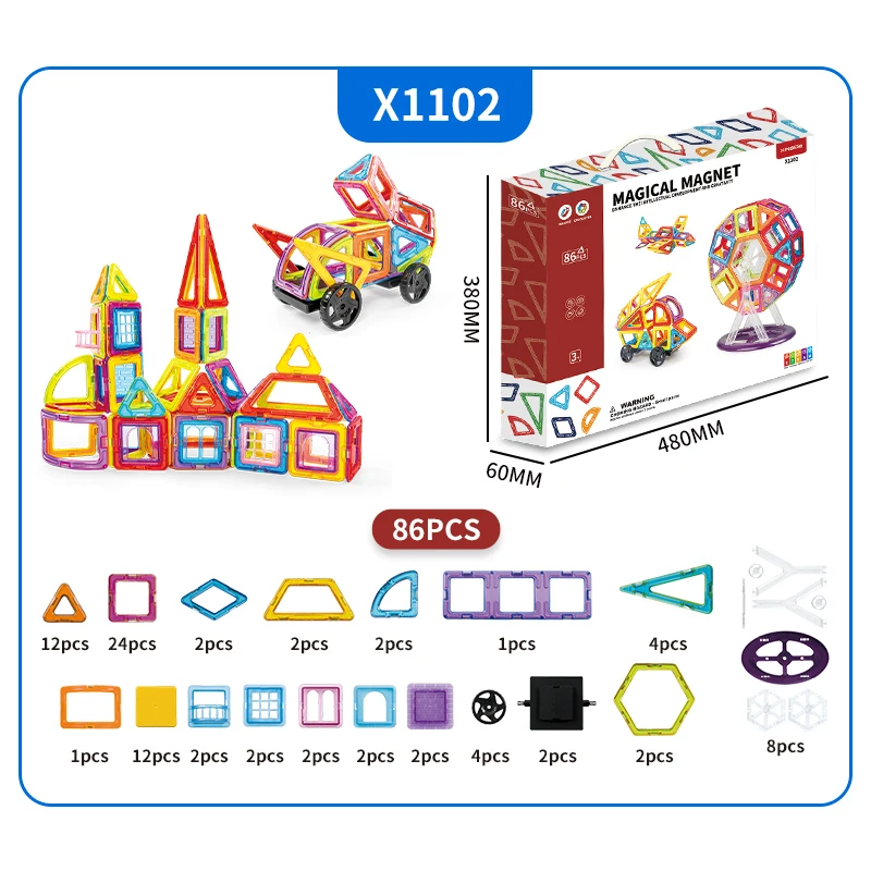 Magic Magnet Magnetic Connecting Building Blocks Tiles Custom Car Educational Toys