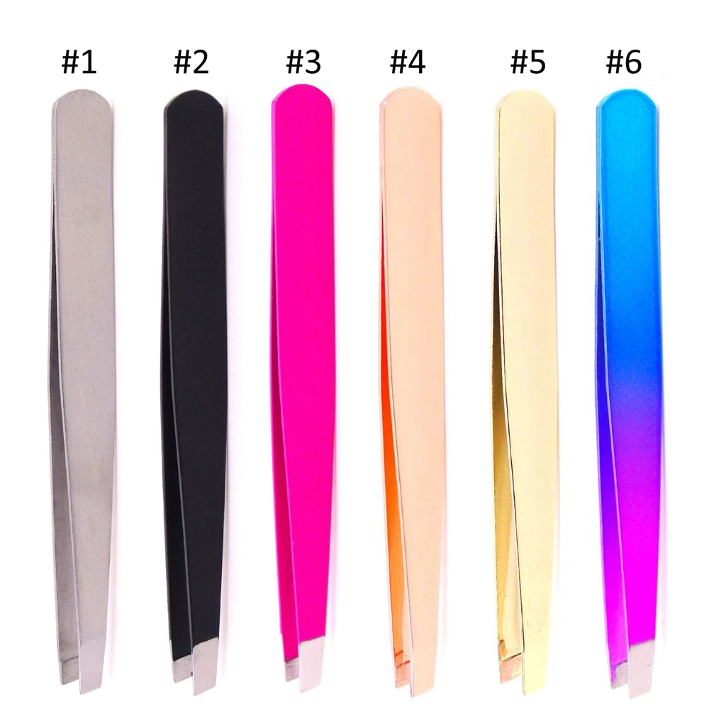 MP015 Slanted Angled Eyebrow Trimmer False Eyelash Tweezers Face Hair Removal Clip Cosmetics Multi-function Makeup Kits