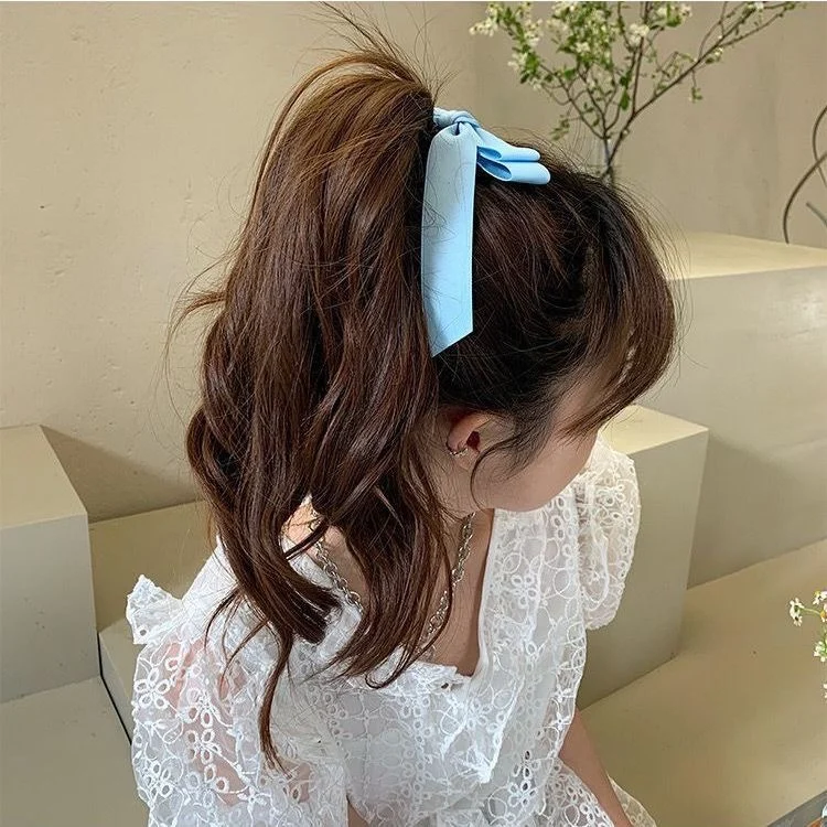 Fashion Women Hair Accessories simple hair bow clip with long tail Sweet elegant hair grips satin ribbon bow barrettes