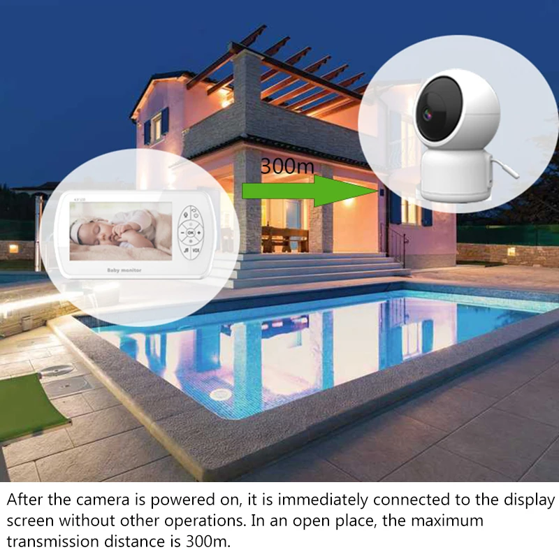 Electronic1080P Babysitter Baby Monitor  Night Vision Wireless Video Camera 5 Inch HD 100pix Music Sound Audio Player Origin PAN