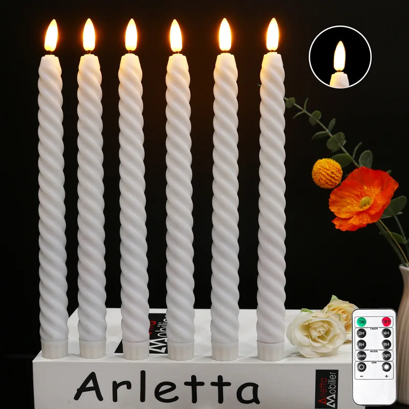 White Ivory Plastic Flameless LED Candles With Remote Control Wedding Table Decoration Battery Operated Taper LED Candle Light