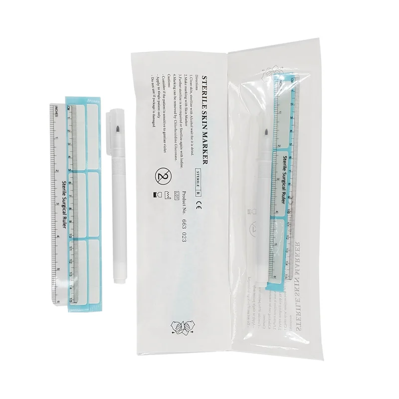 White Ink Medical Sterile Surgical Skin Marker Pen Invisible Uv Marker With Ruler