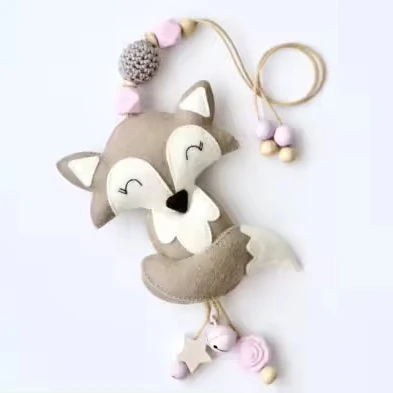Montessori Baby play gym hanging toys wooden felt animal rattle toys Forest animals activity gym toys