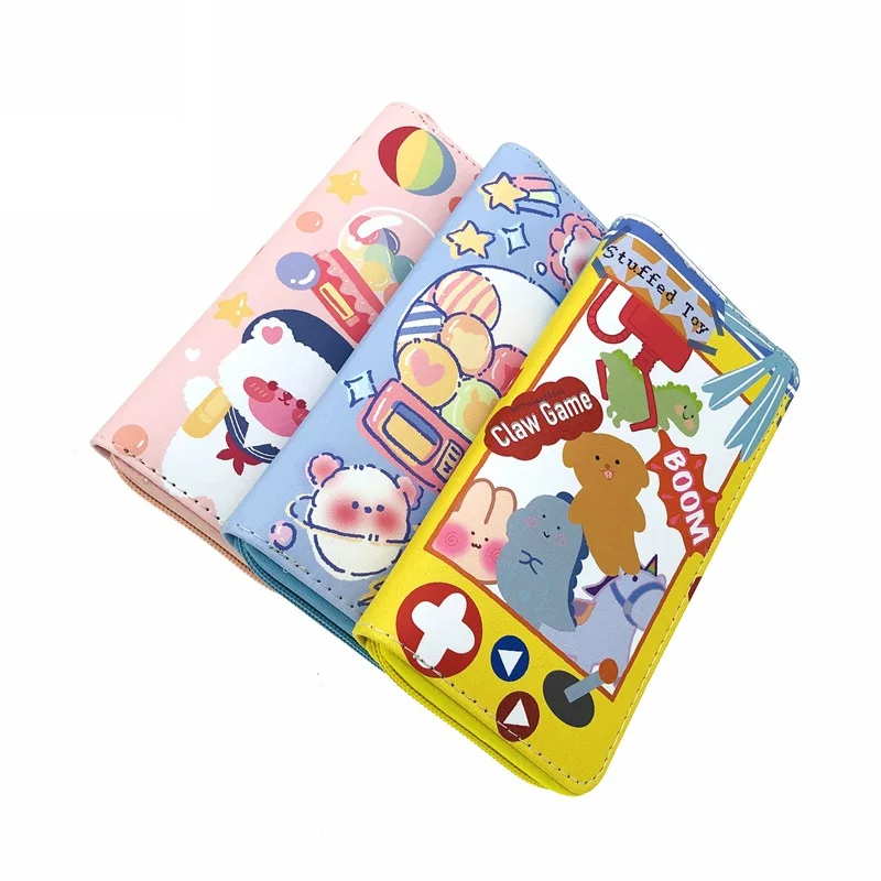 Spot fashion game machine dinosaur bear PU wallet students long wallet single pull bag cosmetic bag mobile phone bag factory who