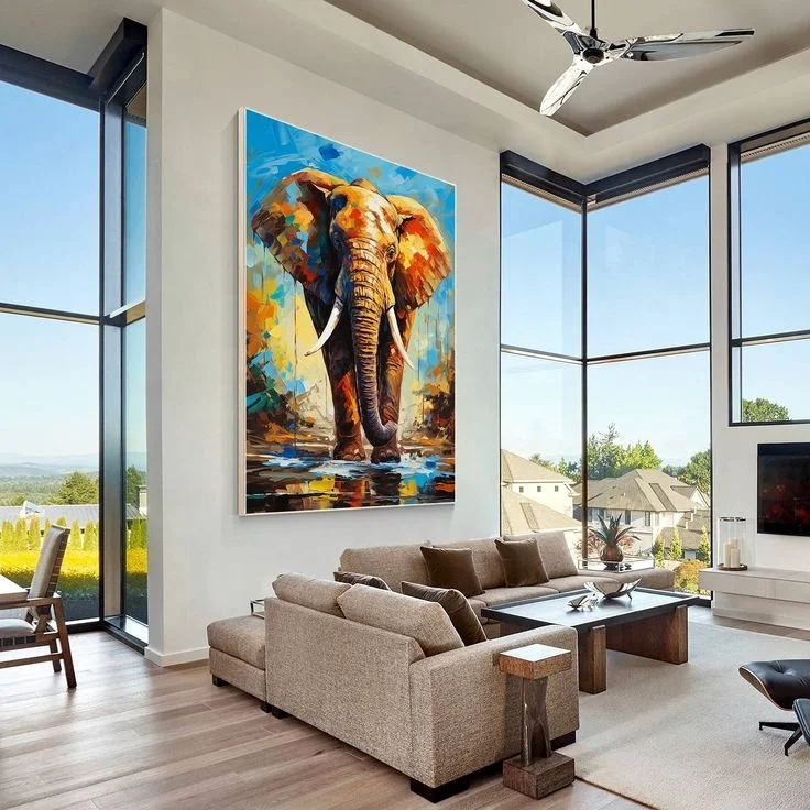 Handmade Modern POP Art Oil Painting Elephant Animal Wall Art Canvas Home Decoration