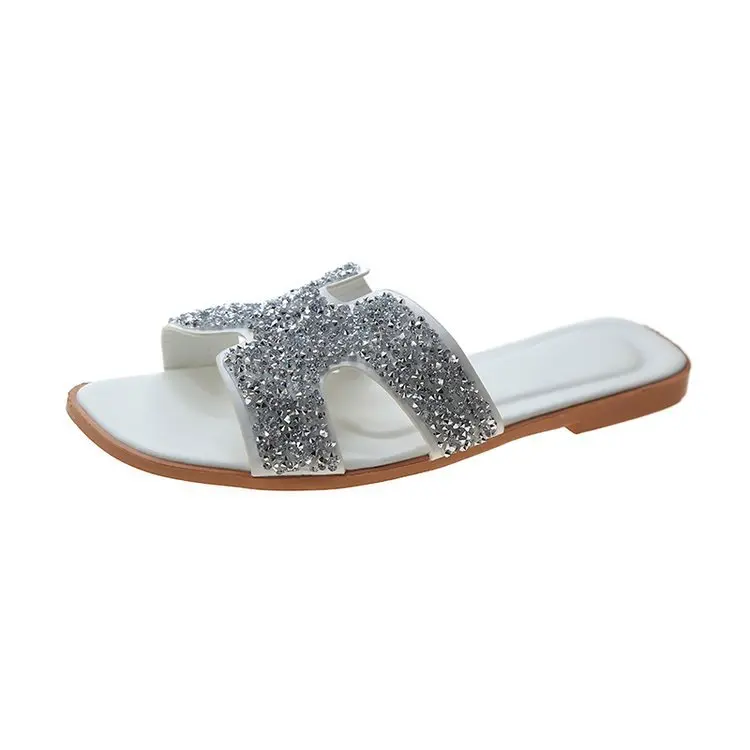 Summer fashionable diamond glitter H shape sandals women designer shoes women sandals