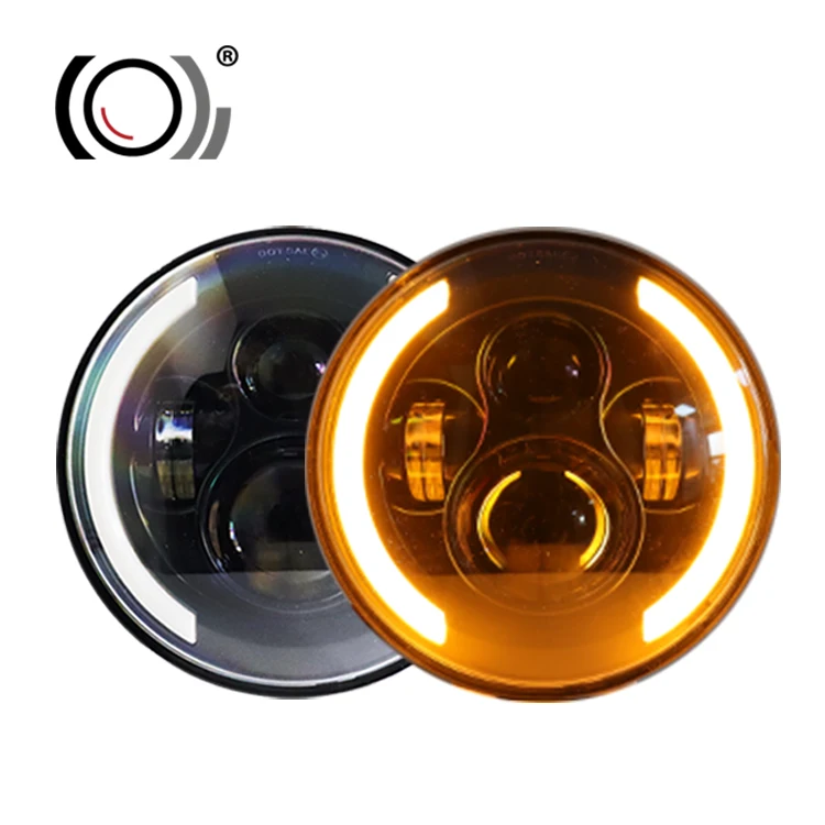 Car Parts 12V 24V 75W Waterproof  7inch Round truck lights With half Angel Eyes headlamps car led lights For  Truck 4*4