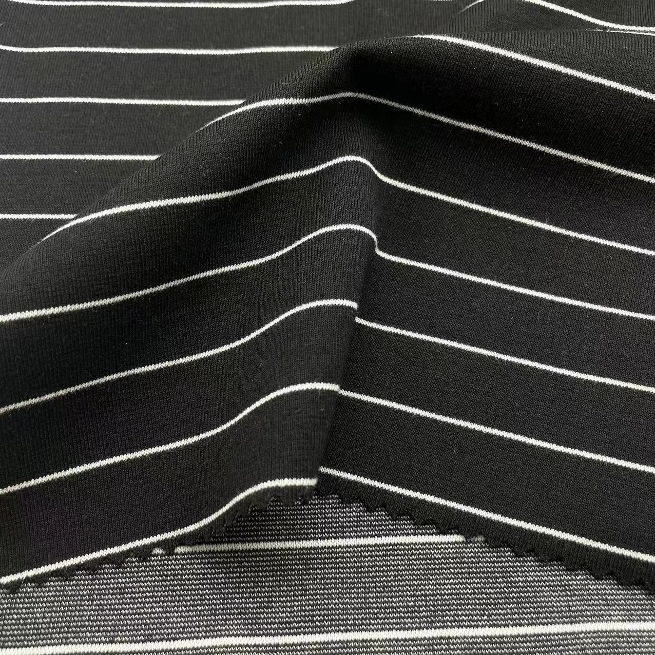 Knitted Yarn Dye Stripe 300Gsm 60% Polyester 35% Rayon 5% Spandex TR Ponti De Roma Fabric For Dress Pants Coat Uniform