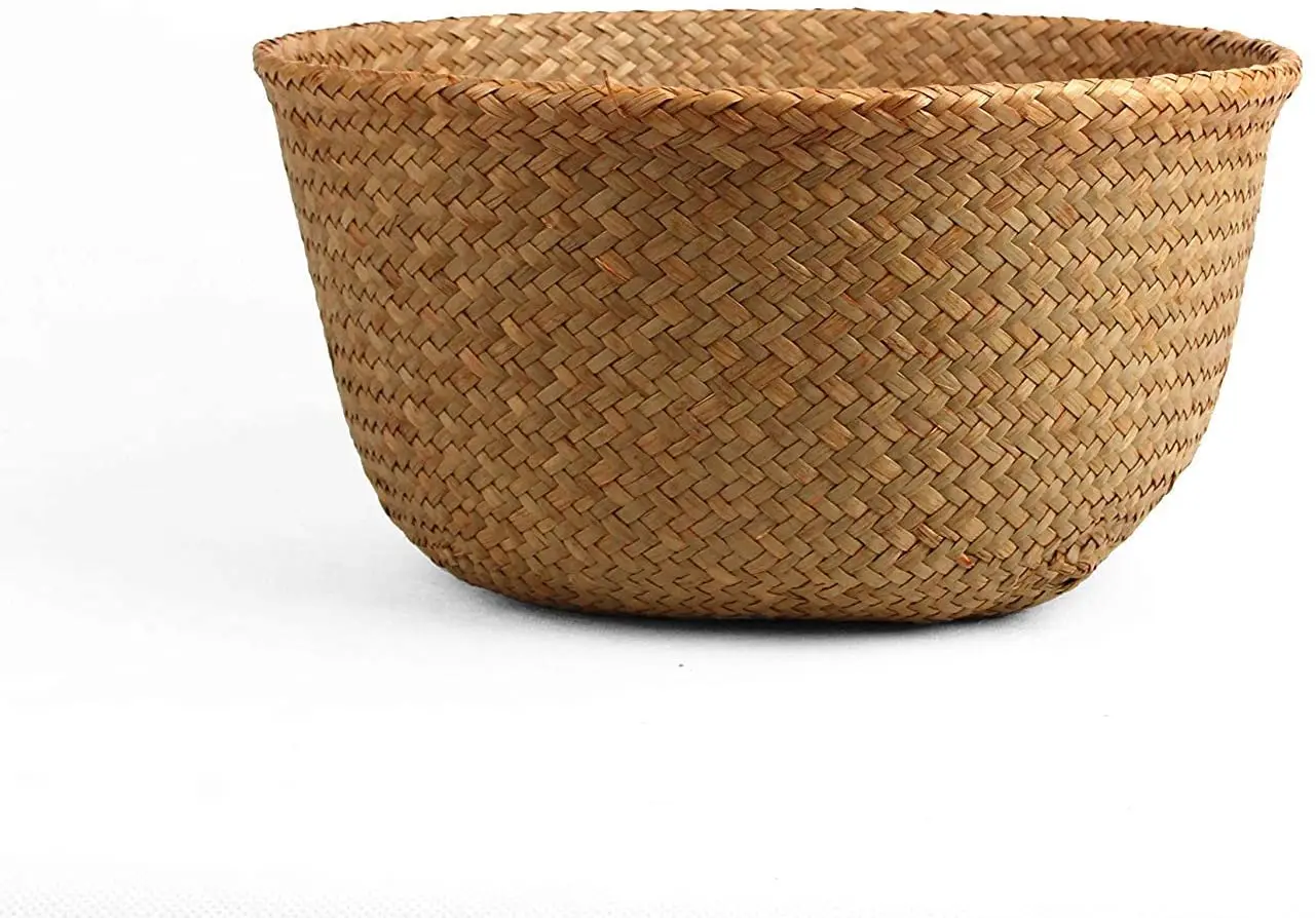 Wholesale High Quality Natural Plant Basket Storage Woven Seagrass Belly Basket
