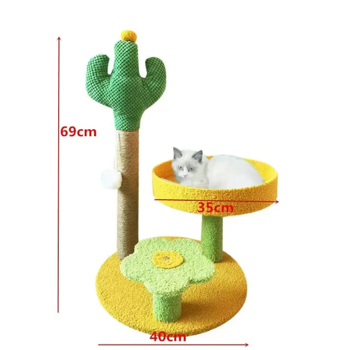 Cat toy Furniture Modern Wood Multi-Layer Platform Tall with Sisal Rope Scratching Posts Cat Tree House Tower