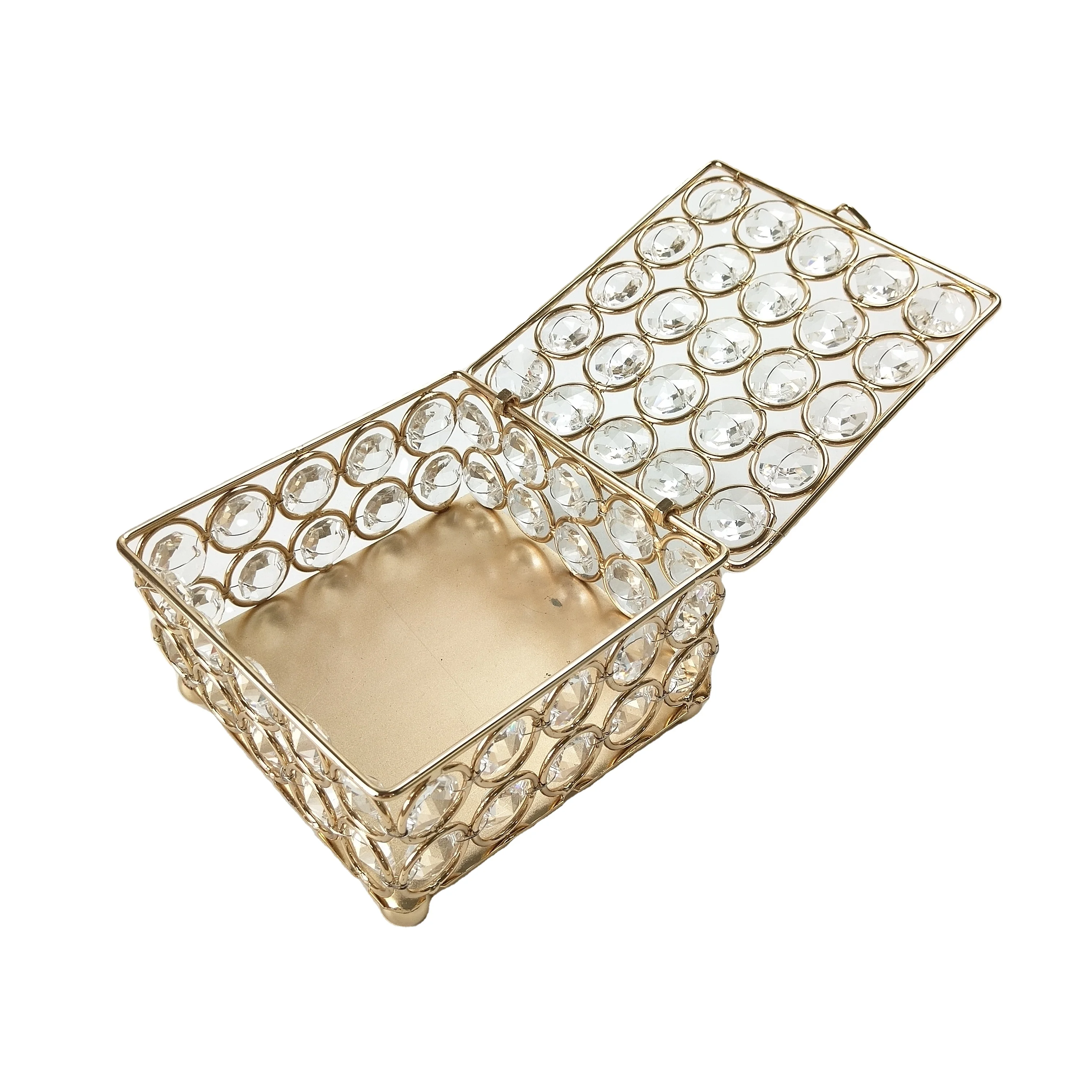 Dresser Luxury Home Decor Crystal Mirrored Small Keepsake Necklace Trinket Boxes with Lid Jewelry Organizer Box Jewelry Box