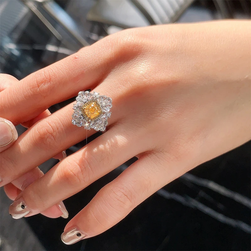 New 18k 14k white gold Luxury One Carat Full Set Natural Yellow Diamond Ring Pendant Dual Use with AGL Certificate