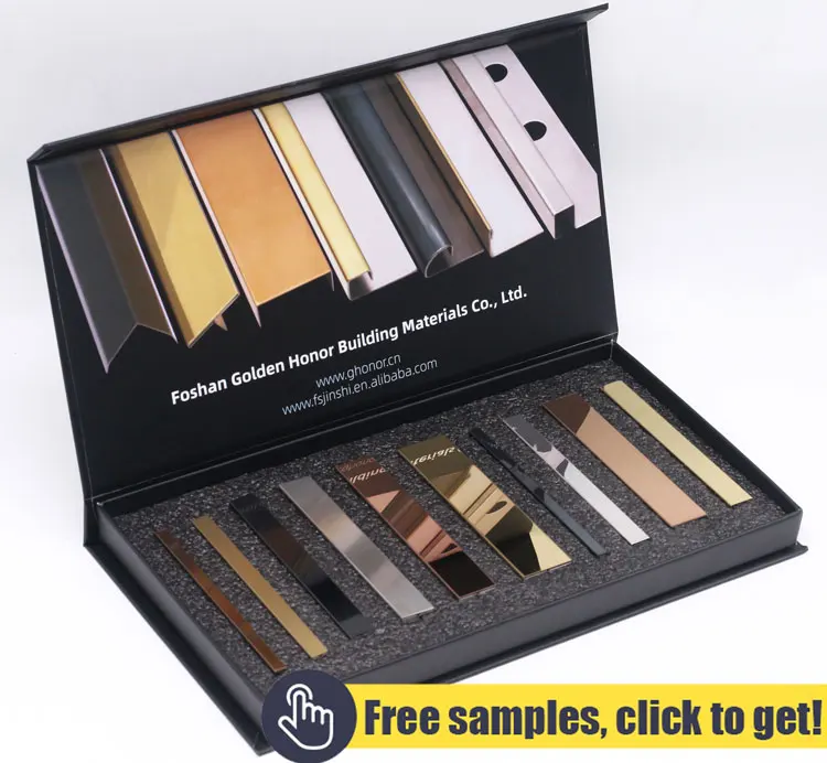 Free Sample Metal Wall Floor Flat Metal Skirting Board Trim Tile Inox 304 Stainless Steel Floor Covers Strip for Wall