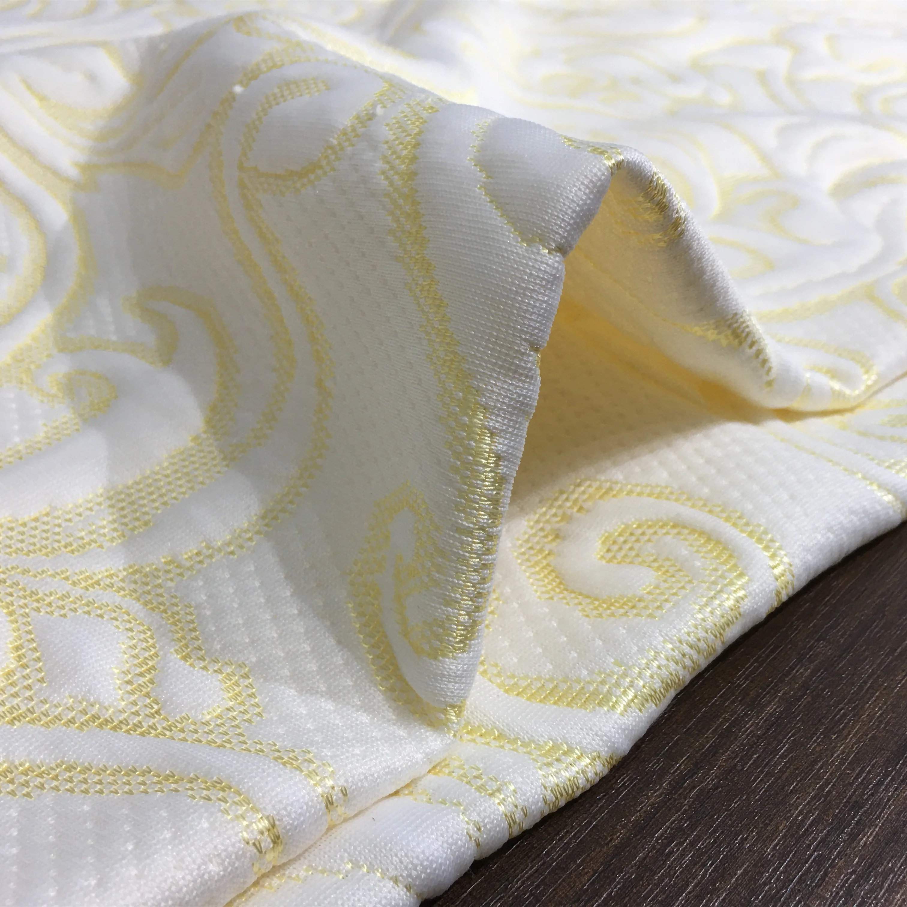 
Gold shading 220gsm Abstract Branch and Leaf pattern Jacquard knitted one-sided Household mattress fabric 