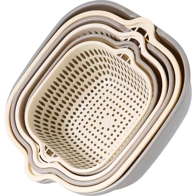 6-piece hot selling PP plastic kitchen fruit and vegetable cleaning and drainage basket strainer