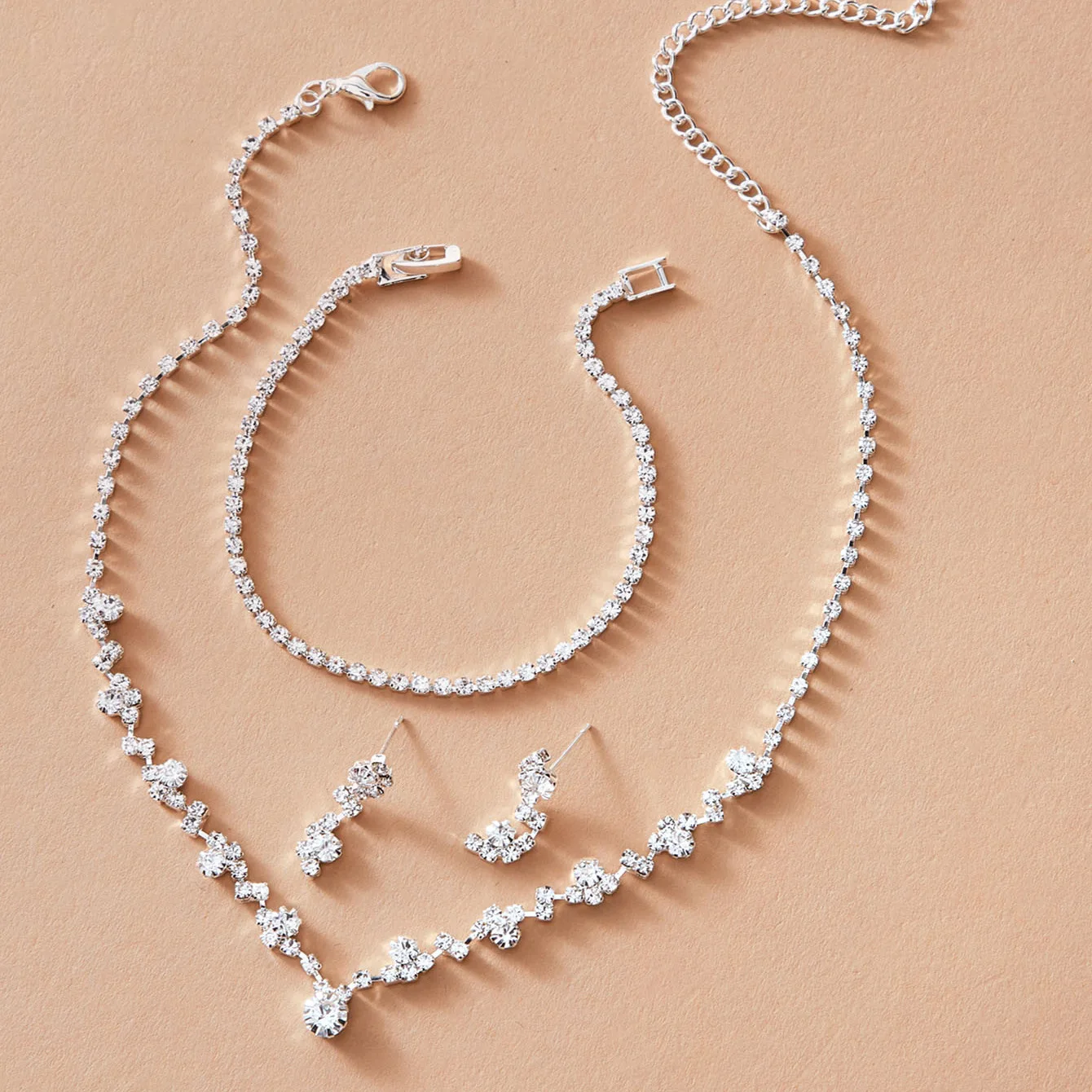 DAIHE set-3389 Bridal accessories Flash diamond earrings set Fashion fresh water pearl banquet women