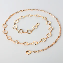 Fashion clothing accessories belt gold-plated hollow flower ladies waist chain