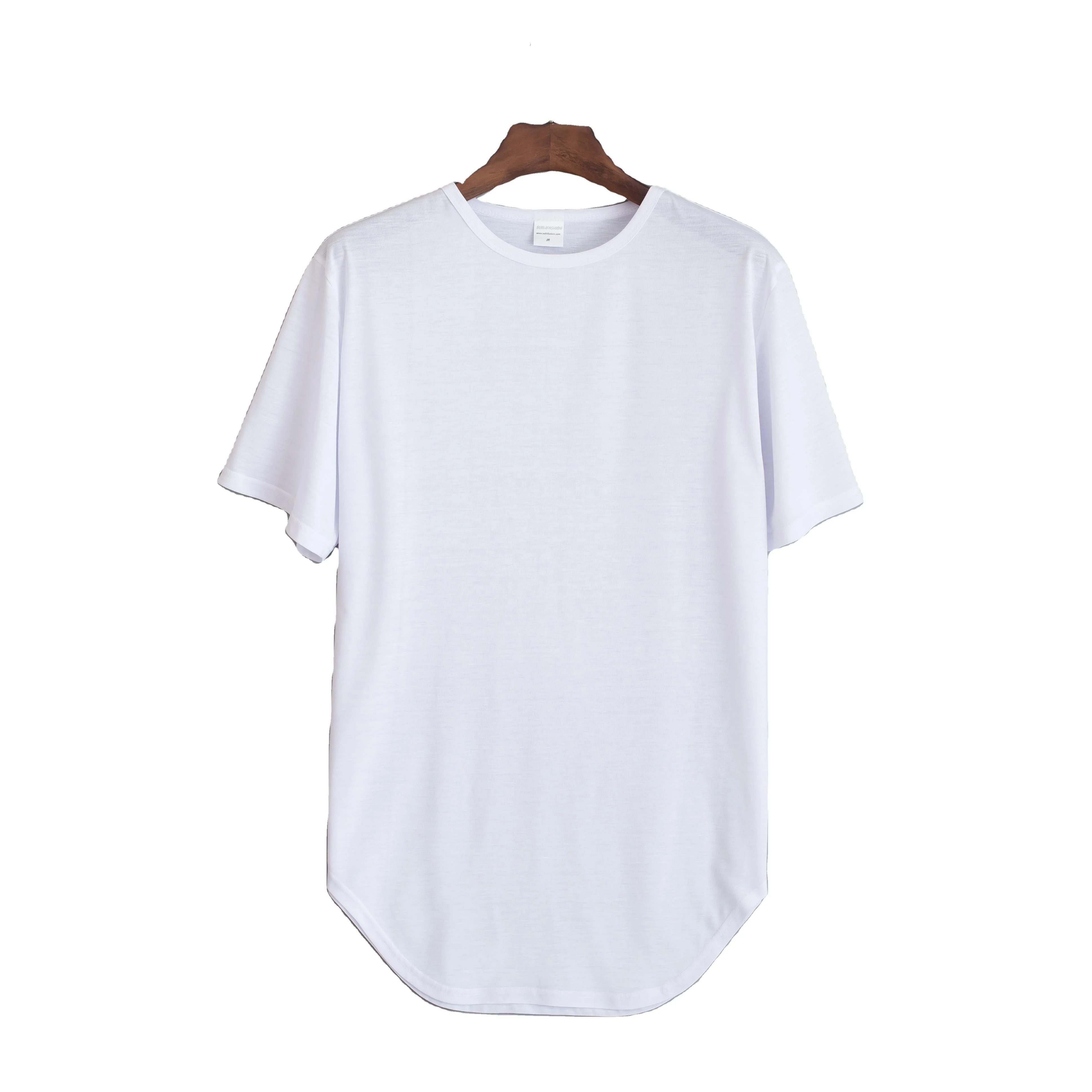 Free shipping Curved Bottom Hem T-shirt Fabric 100 Polyester