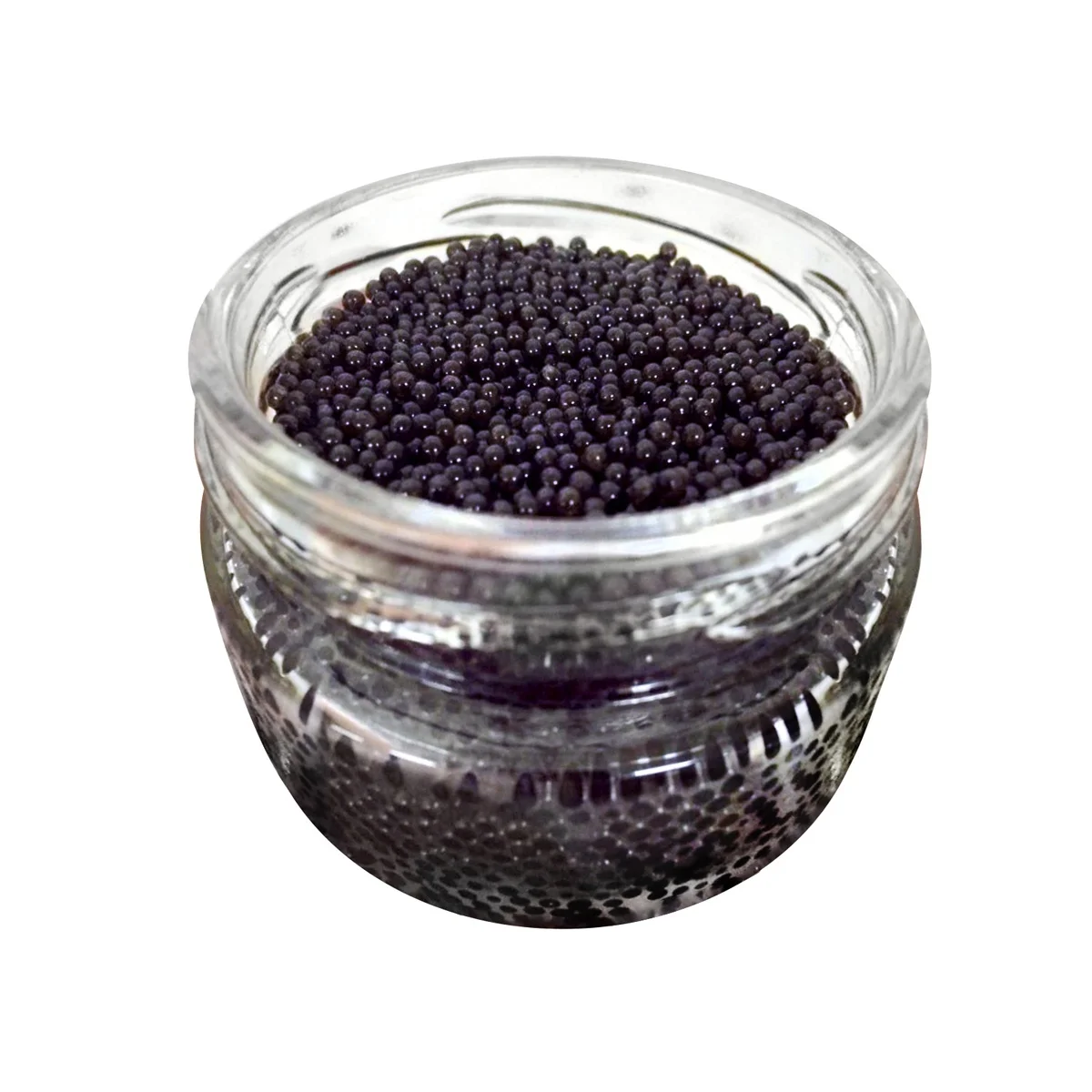 Pasteurized farm-raised bester granular fish roe packaged in glass jar
