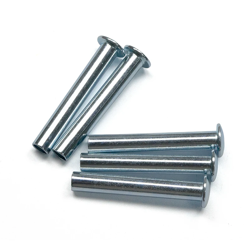 Deep Hole Long Semi-Tubular Metal Rivet Round Head Iron plated with Blue Zinc Rivets Domed Semi Hollow Rivets