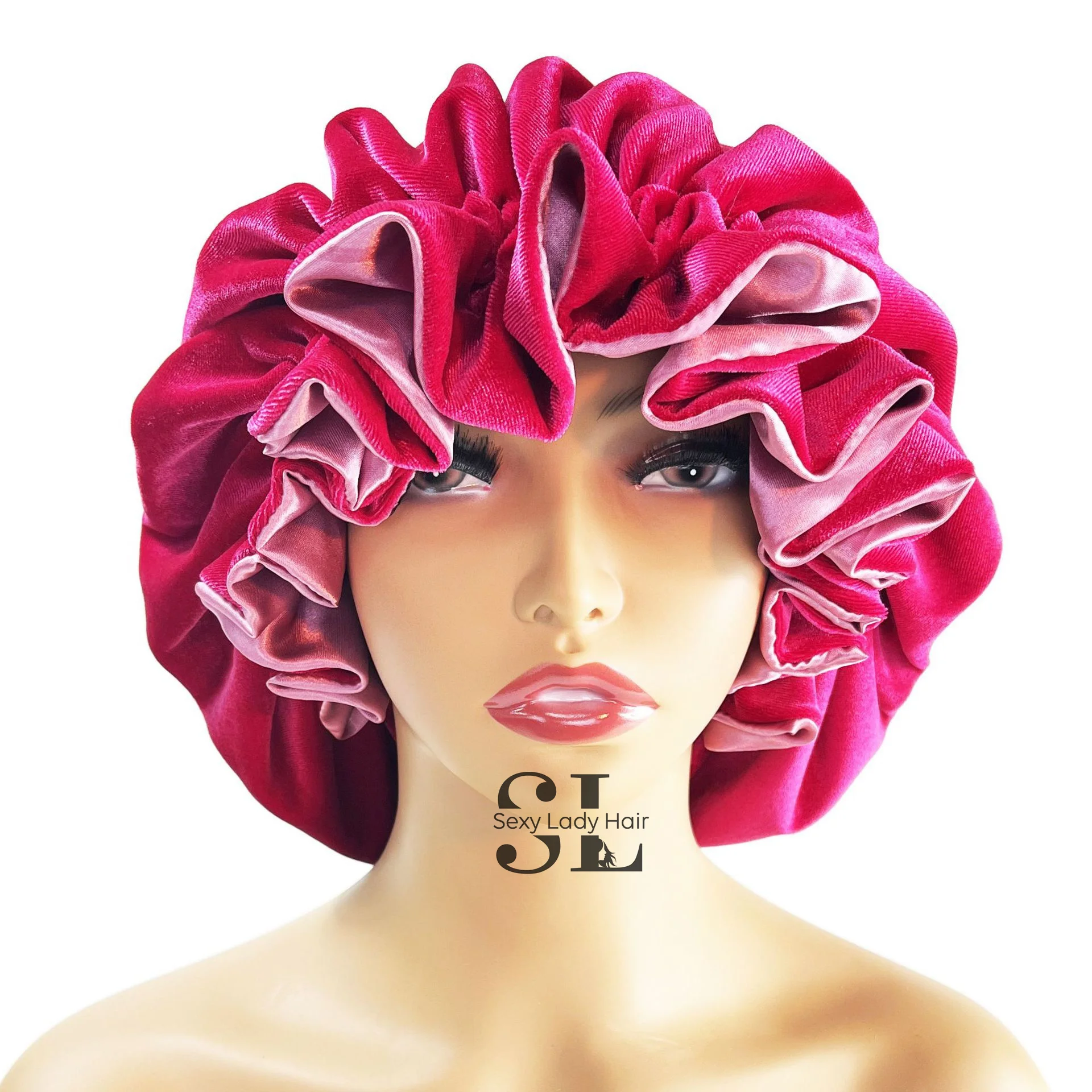 plush silk double side bonnet sleep cap soft hat custom tag satin hair bonnet winter hat