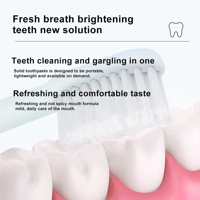 OEM Logo Chewable Toothpaste Tablets Fluoride-Free Biodegradable Hydroxyapatite Adult Home Use Natural Organic Teeth Whitening