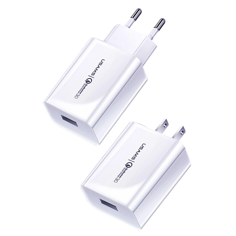 
USAMS T22 Hot Trending 18W USB Power Adapter QC3.0 Fast Charging Type Usb Wall Charger for Apple with retail box 